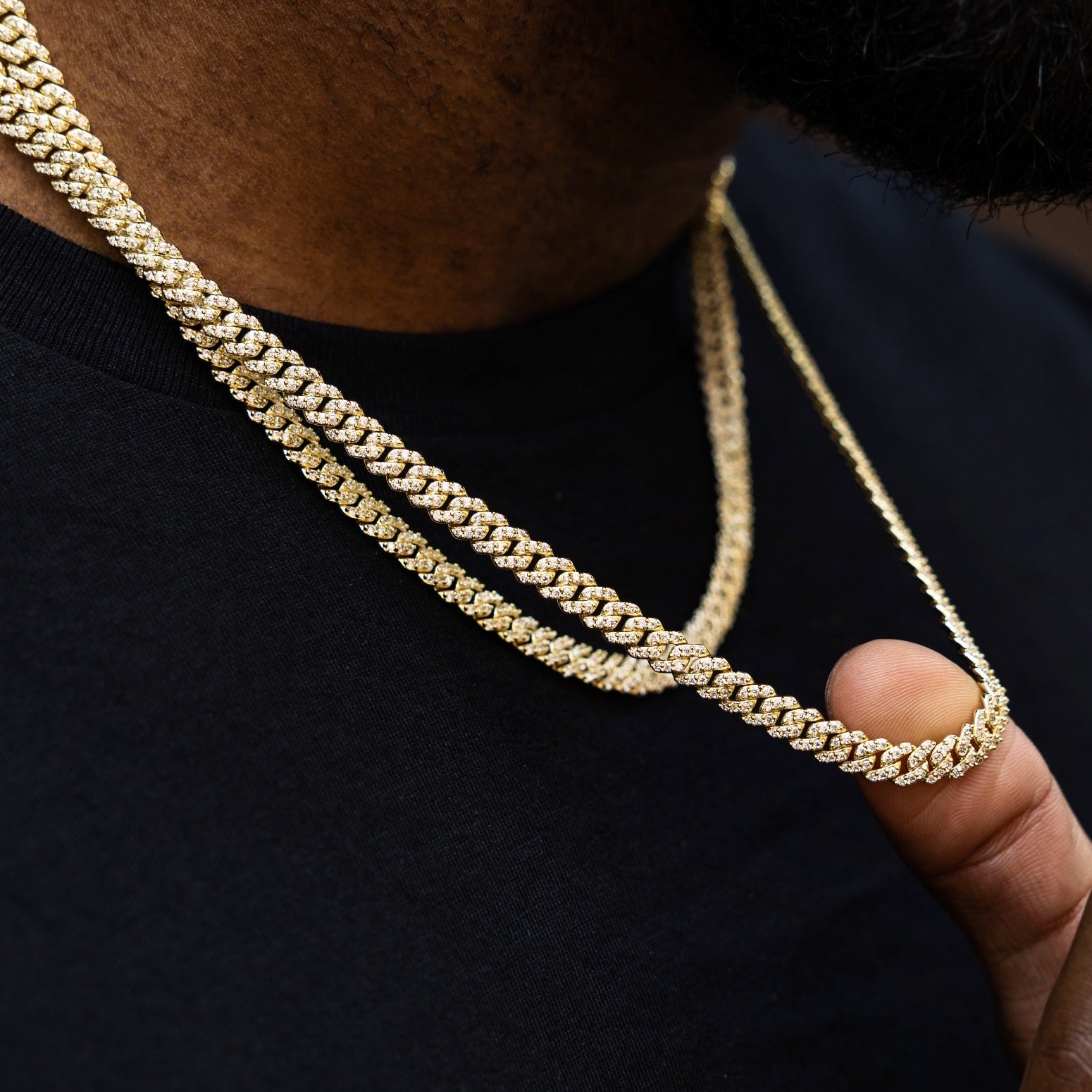 Chaine 8Shine Micro Diamond Prong Cuban Or jaune - 6 mm