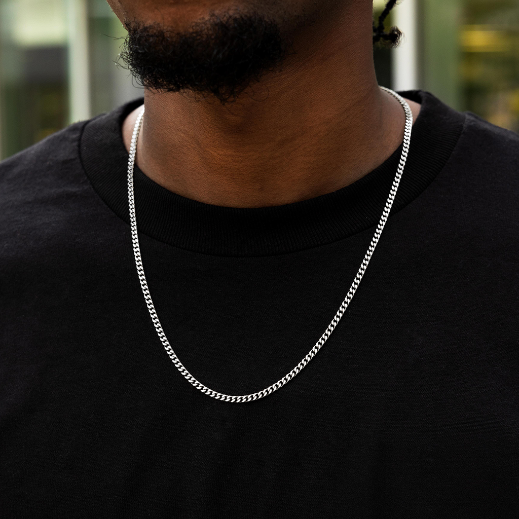 Micro Chaîne Cuban en Or blanc – 3 mm