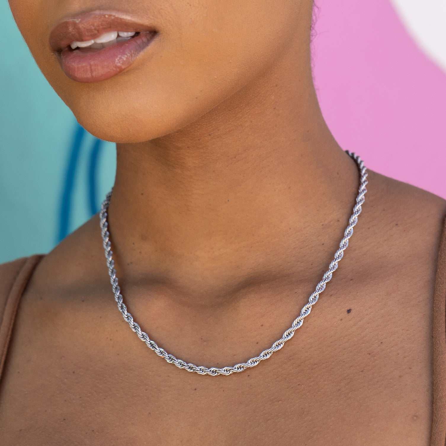 Collier 8Shine — Chaîne Rope en Or Blanc 4mm