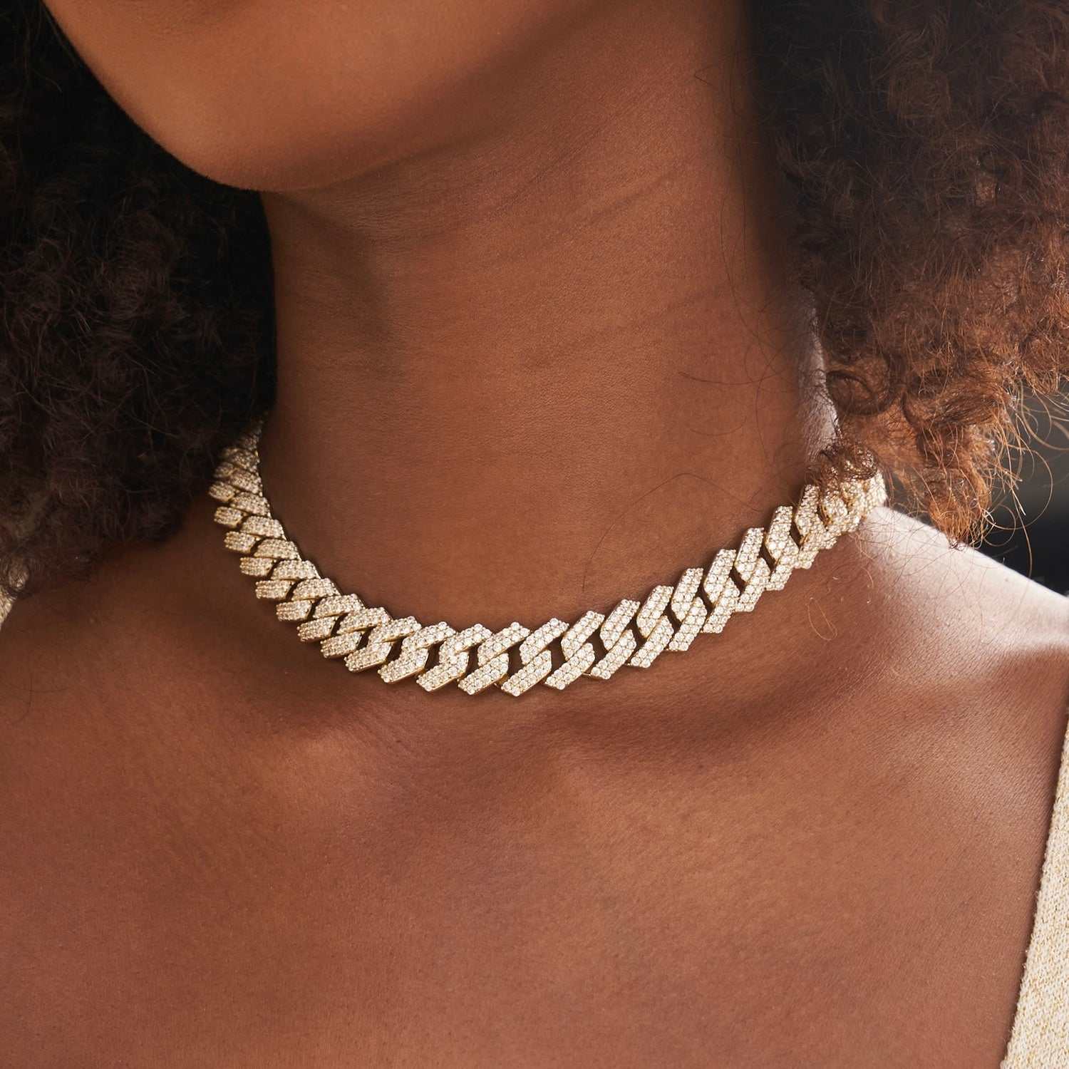 Collier 8Shine — Chaîne Prong Link à Diamants en Or Jaune 12mm