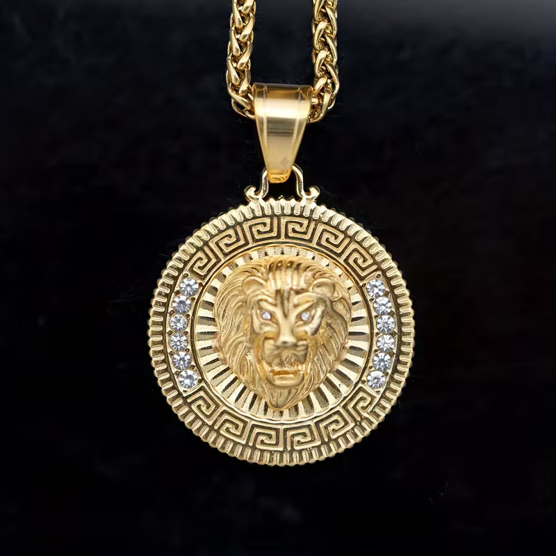 Pendentif 8Shine - Tête de Lion Plaqué Or