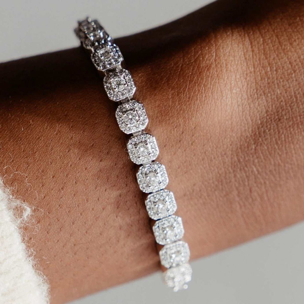Bracelet 8Shine — Micro Clustered Tennis en Or Blanc