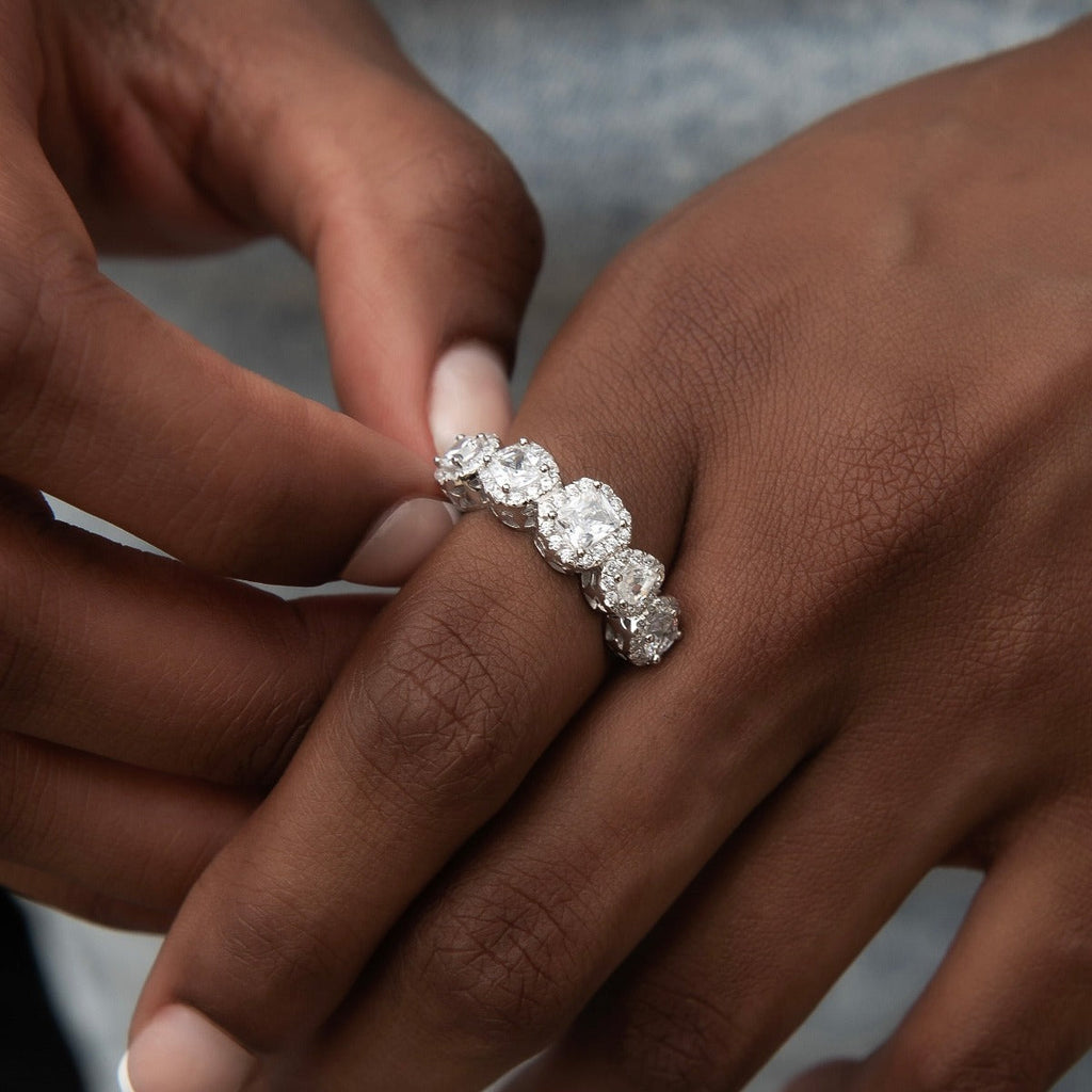 Bague 8Shine — Mixed Diamond Pavé en Or Blanc Vermeil