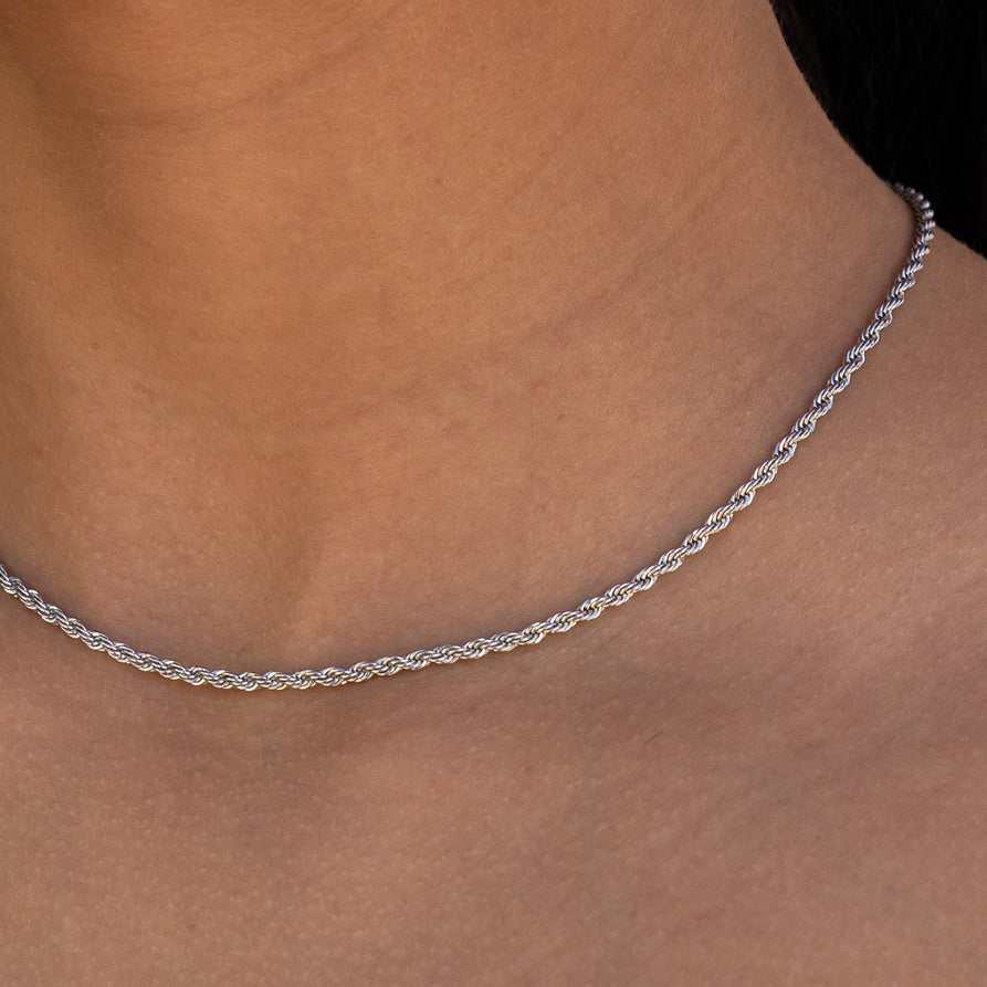 Collier 8Shine — Chaîne Rope en Or Blanc 2mm