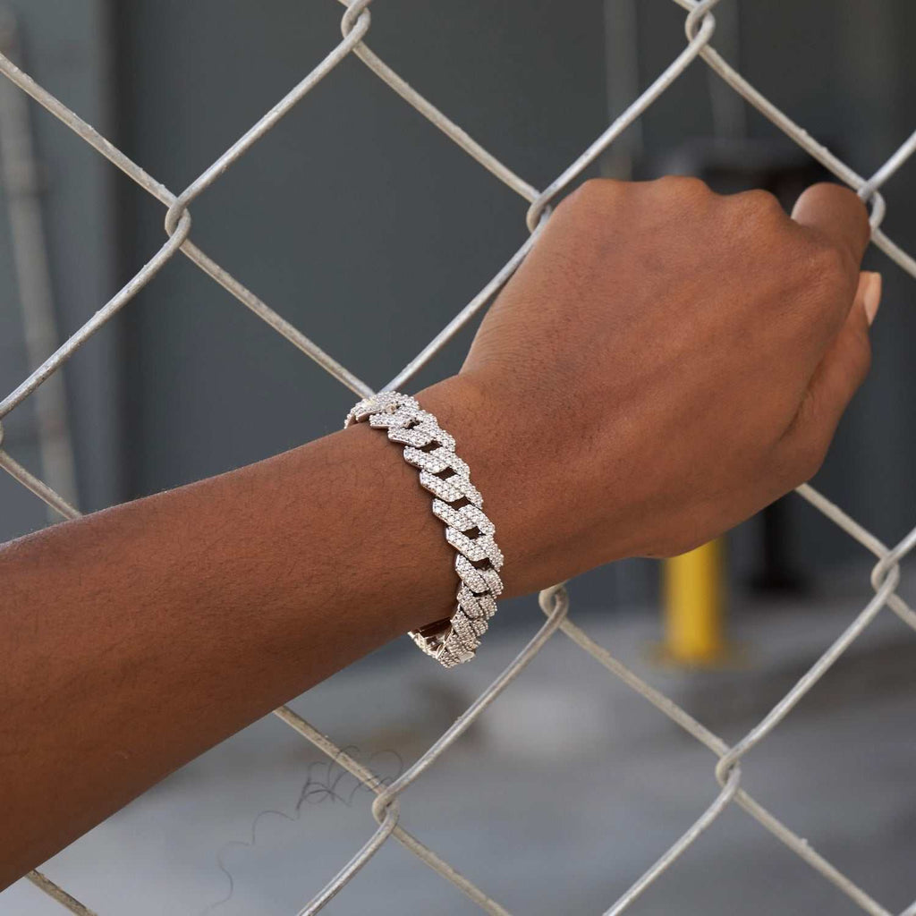 Bracelet 8Shine — Prong Link à Diamants en Or Blanc 12mm