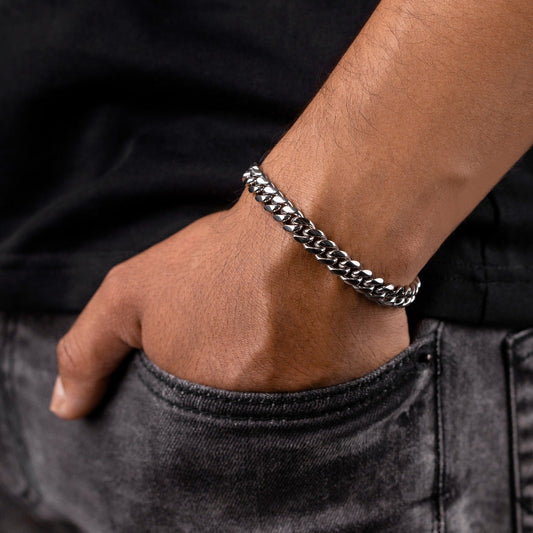 Bracelet Miami Cuban Link 8Shine Or Blanc - 8mm