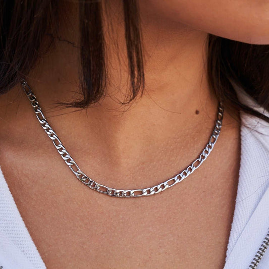 Collier 8Shine — Chaîne Figaro en Or Blanc 4mm