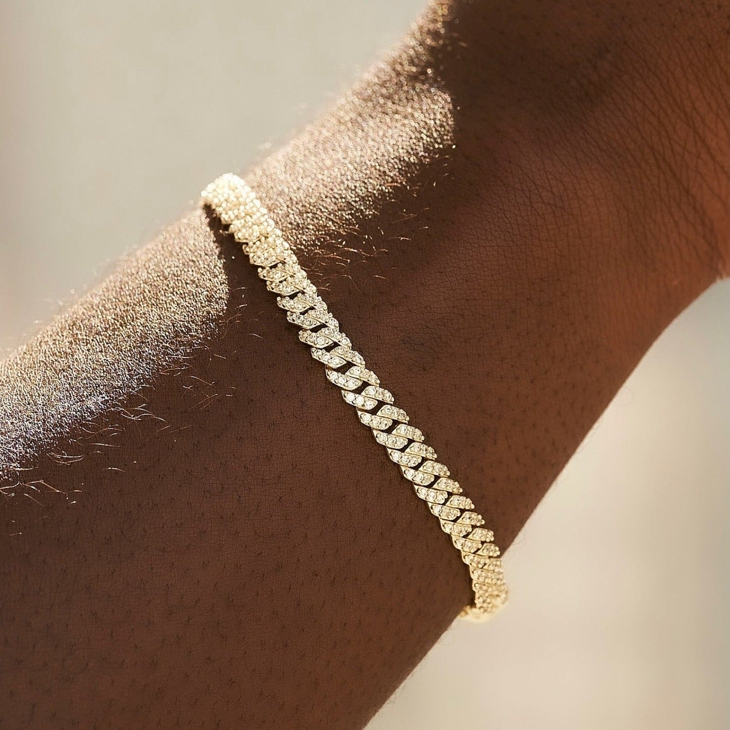 Bracelet Micro Diamond Prong Cuban en Or Jaune 8Shine – 6mm