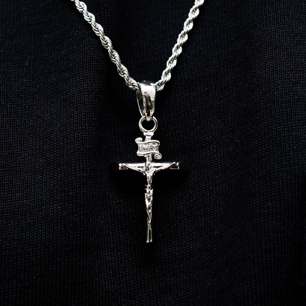 Pendentif Crucifix en Or Blanc 8Shine