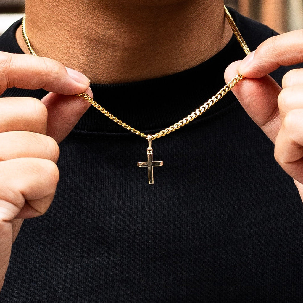 Pendentif Croix Simple Micro en Or Jaune 8Shine