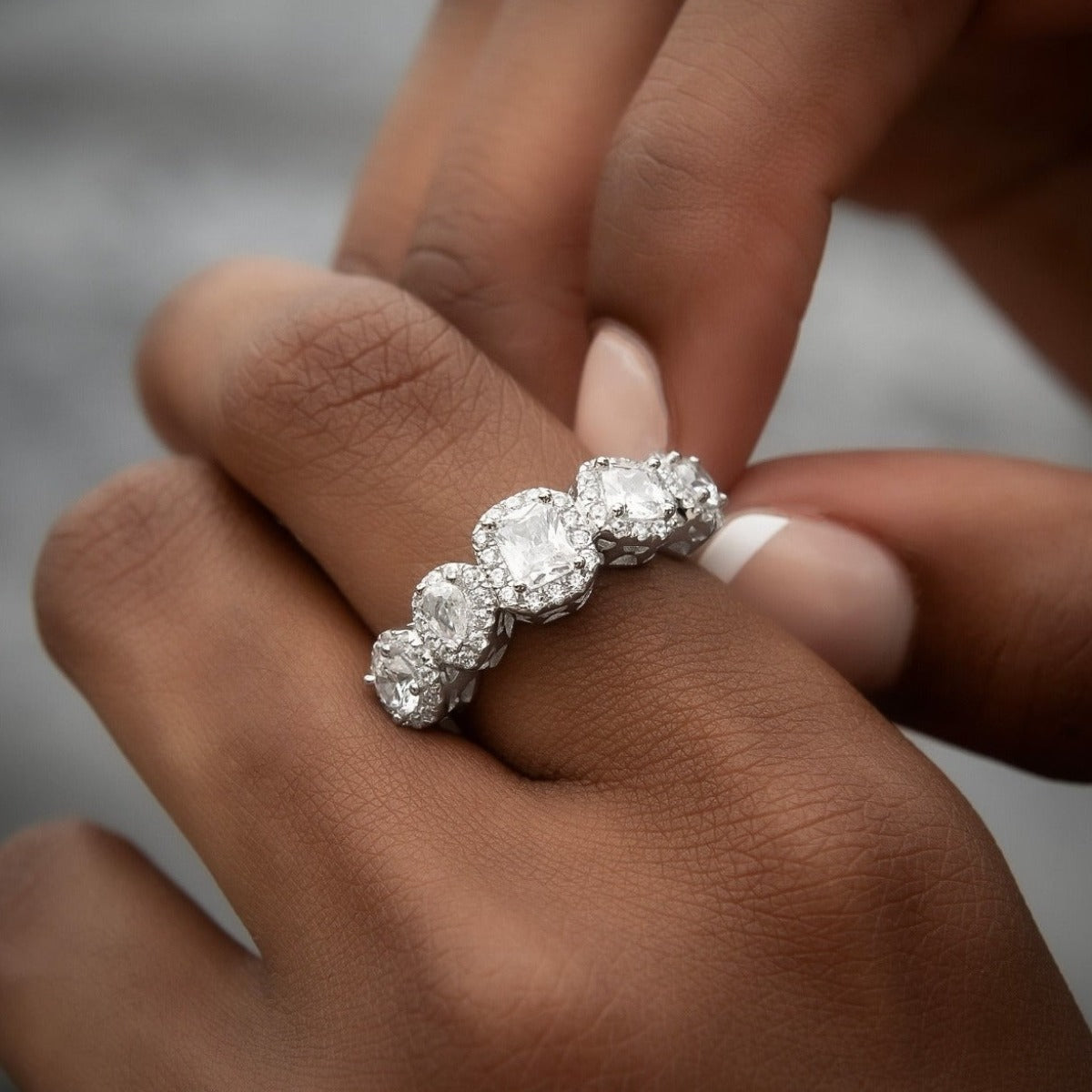 Bague 8Shine — Mixed Diamond Pavé en Or Blanc Vermeil