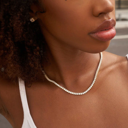 Collier 8Shine — Chaîne Tennis à Diamants en Or Jaune 3mm