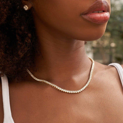 Collier 8Shine — Chaîne Tennis à Diamants en Or Jaune 3mm