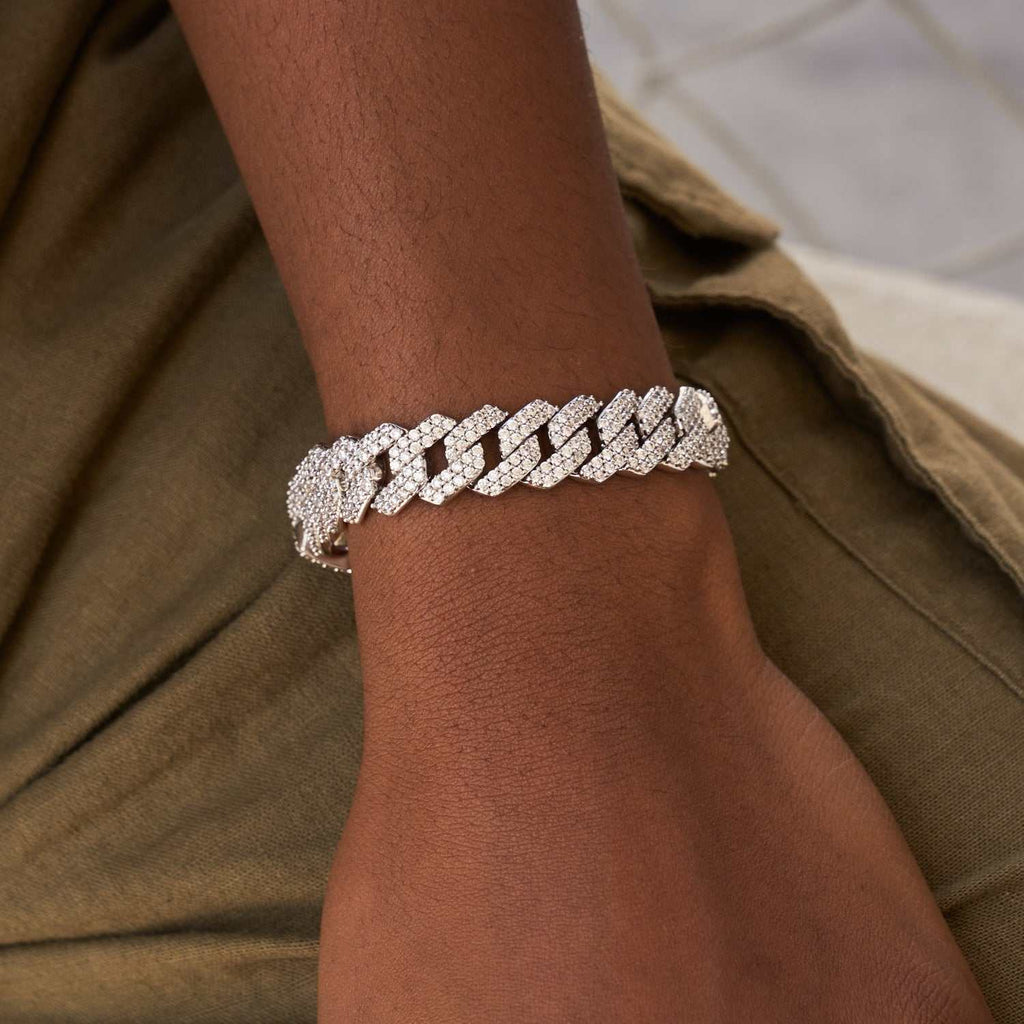 Bracelet 8Shine — Prong Link à Diamants en Or Blanc 12mm