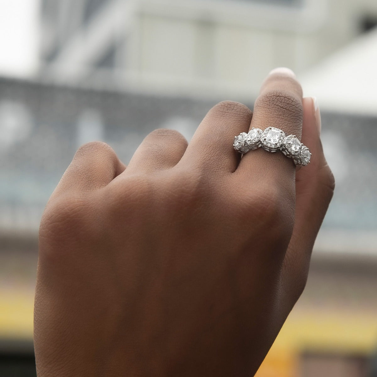 Bague 8Shine — Mixed Diamond Pavé en Or Blanc Vermeil