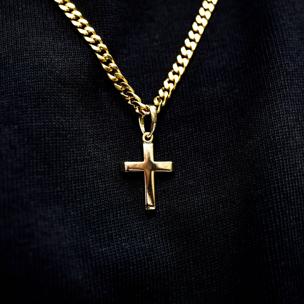 Pendentif Croix Simple Micro en Or Jaune 8Shine