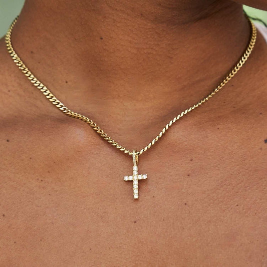Pendentif 8Shine — Croix Micro à Diamants en Or Jaune