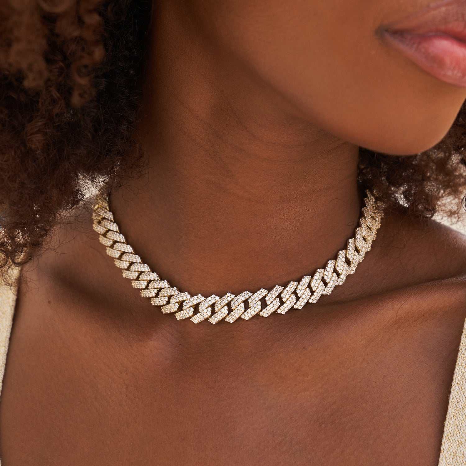 Collier 8Shine — Chaîne Prong Link à Diamants en Or Jaune 12mm