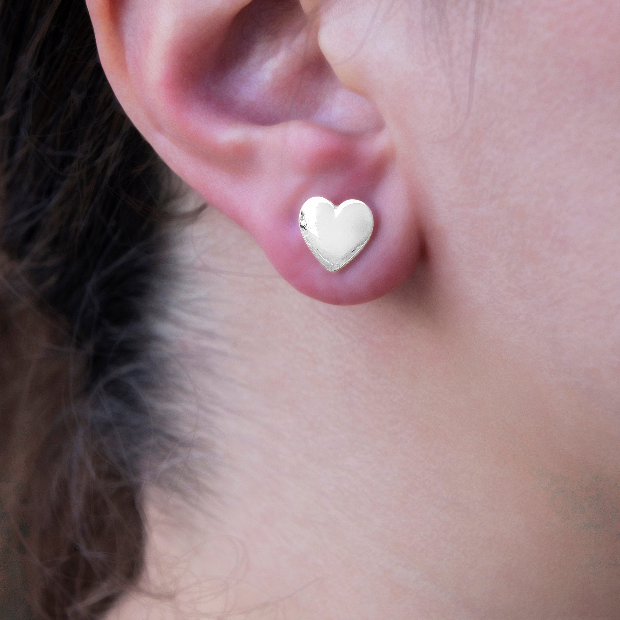 Boucles d’oreilles 8Shine — Simple Heart Stud en Or Blanc