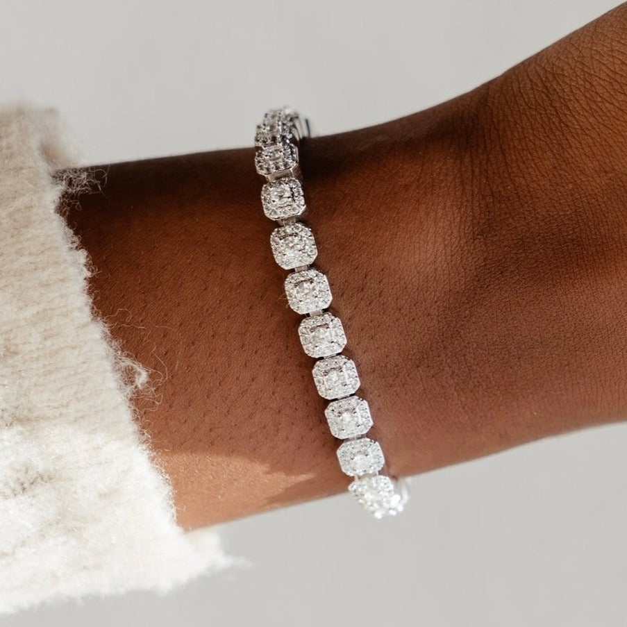 Bracelet 8Shine — Micro Clustered Tennis en Or Blanc