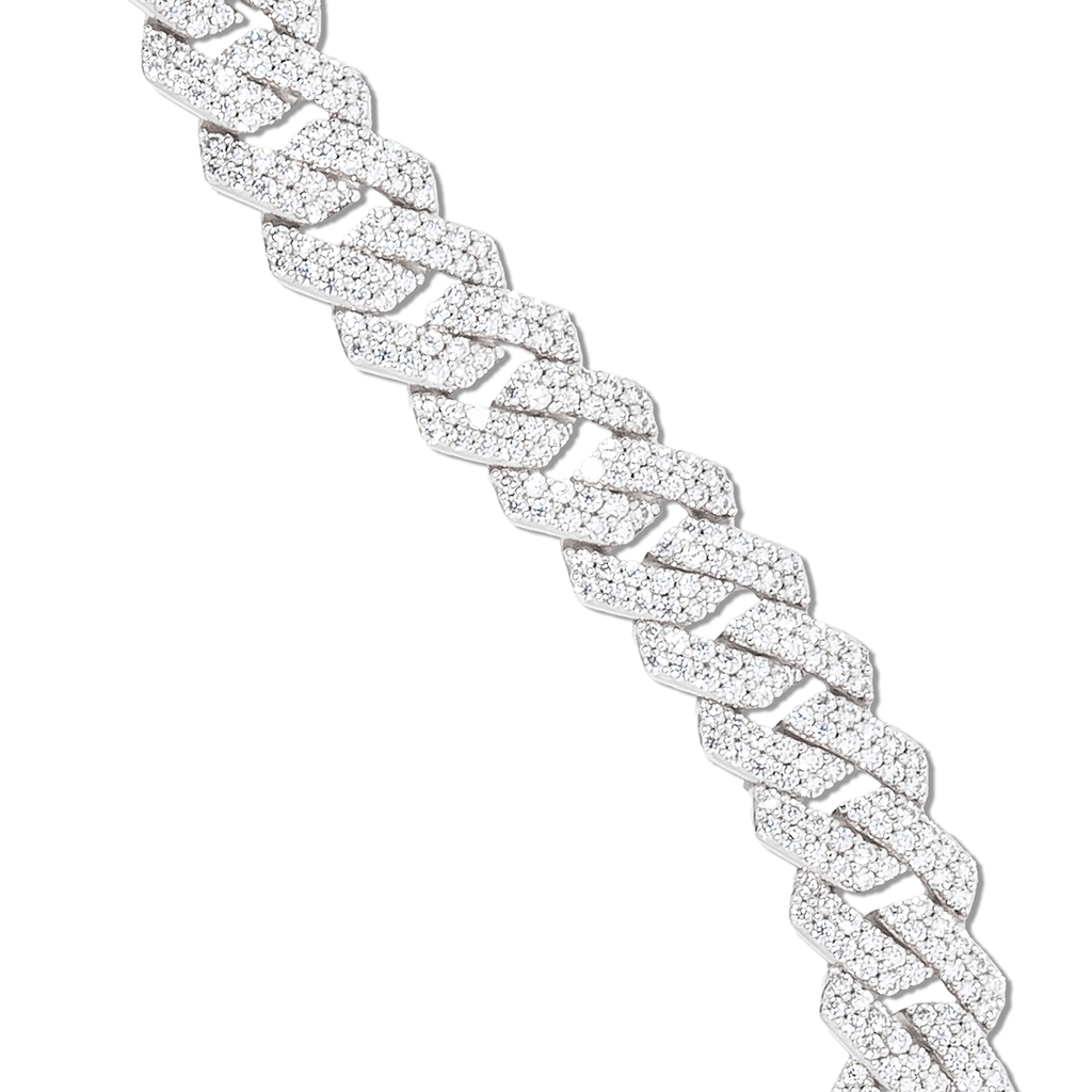 Chaîne 8Shine Diamond Prong Link Or blanc  – 12 mm