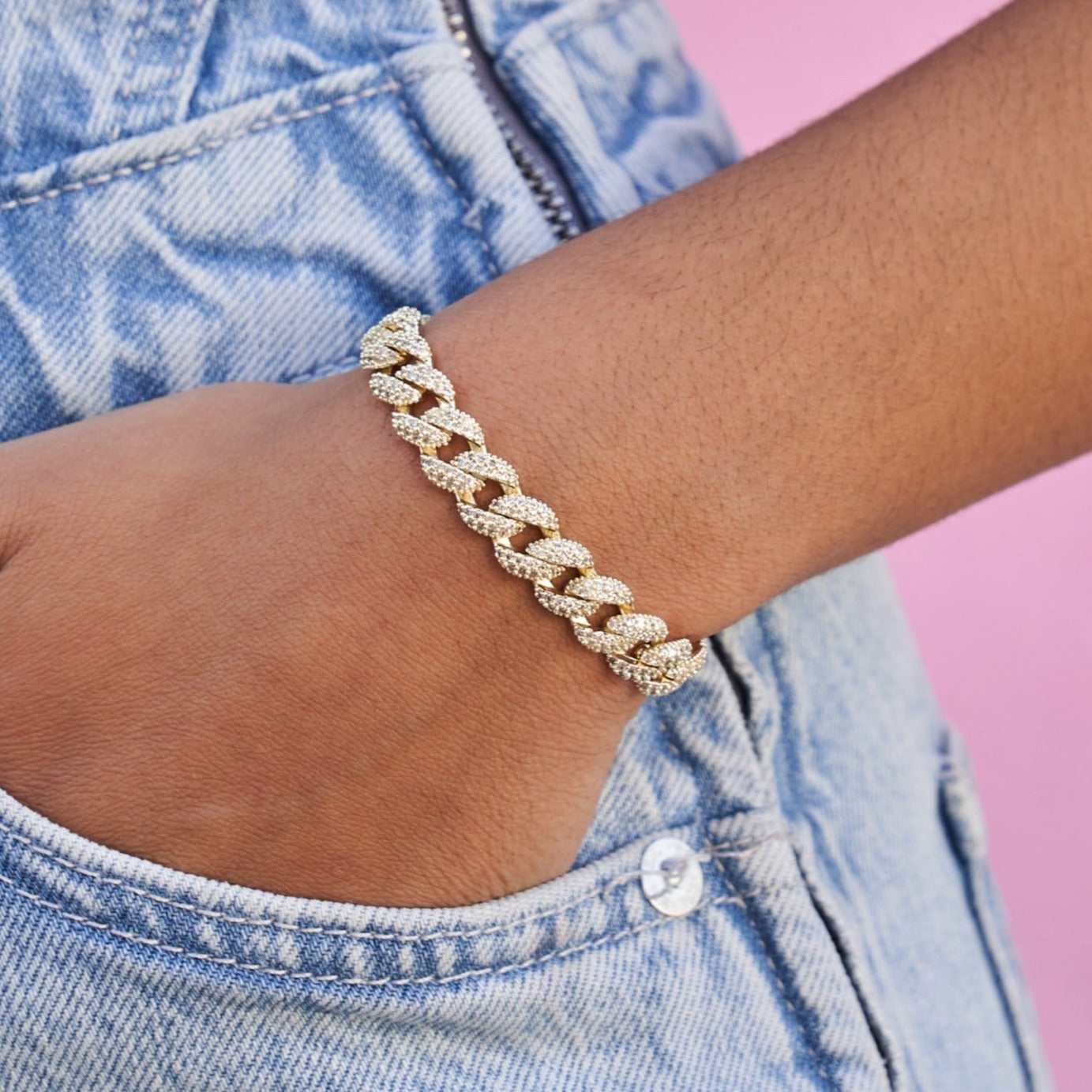 Bracelet 8Shine — Cuban à Diamants en Or Jaune 8.5mm