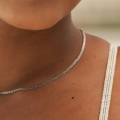 Collier 8Shine — Chaîne Micro Cuban en Or Blanc 2mm