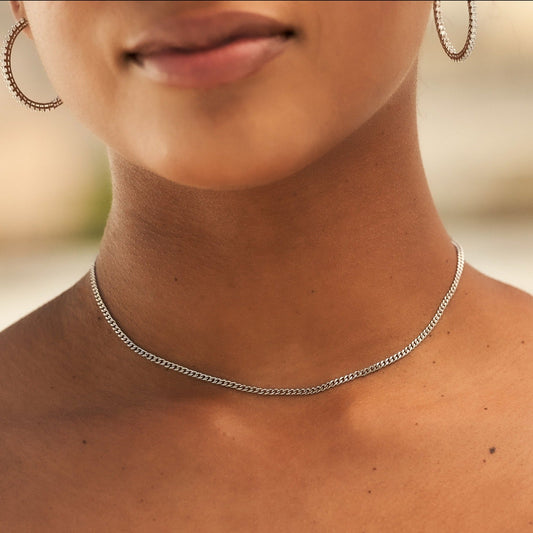 Collier 8Shine — Chaîne Micro Cuban en Or Blanc 2mm