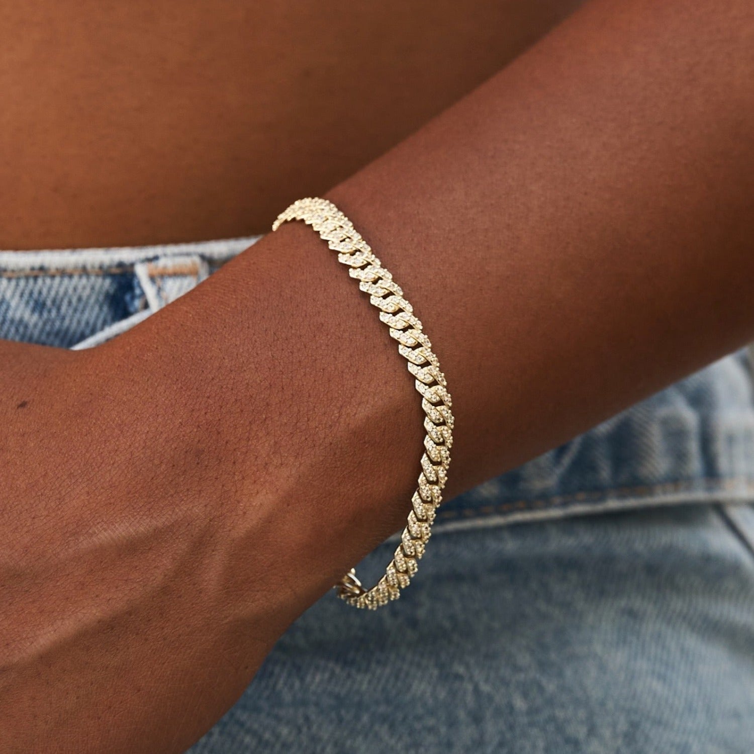 Bracelet 8Shine — Cuban Micro Prong à Diamants en Or Jaune 6mm