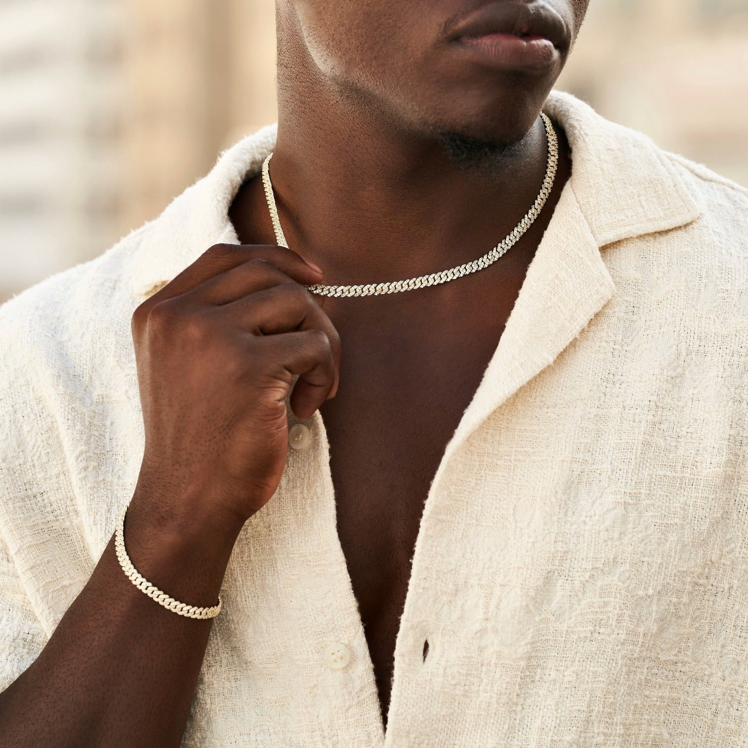 Chaine 8Shine Micro Diamond Prong Cuban Or jaune - 6 mm