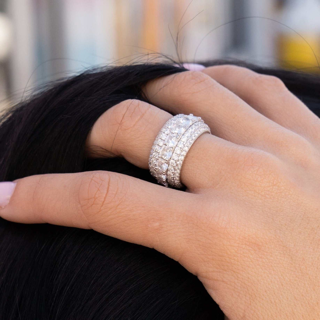Bague 8Shine — 5 Layer Diamond Band en Or Blanc Vermeil