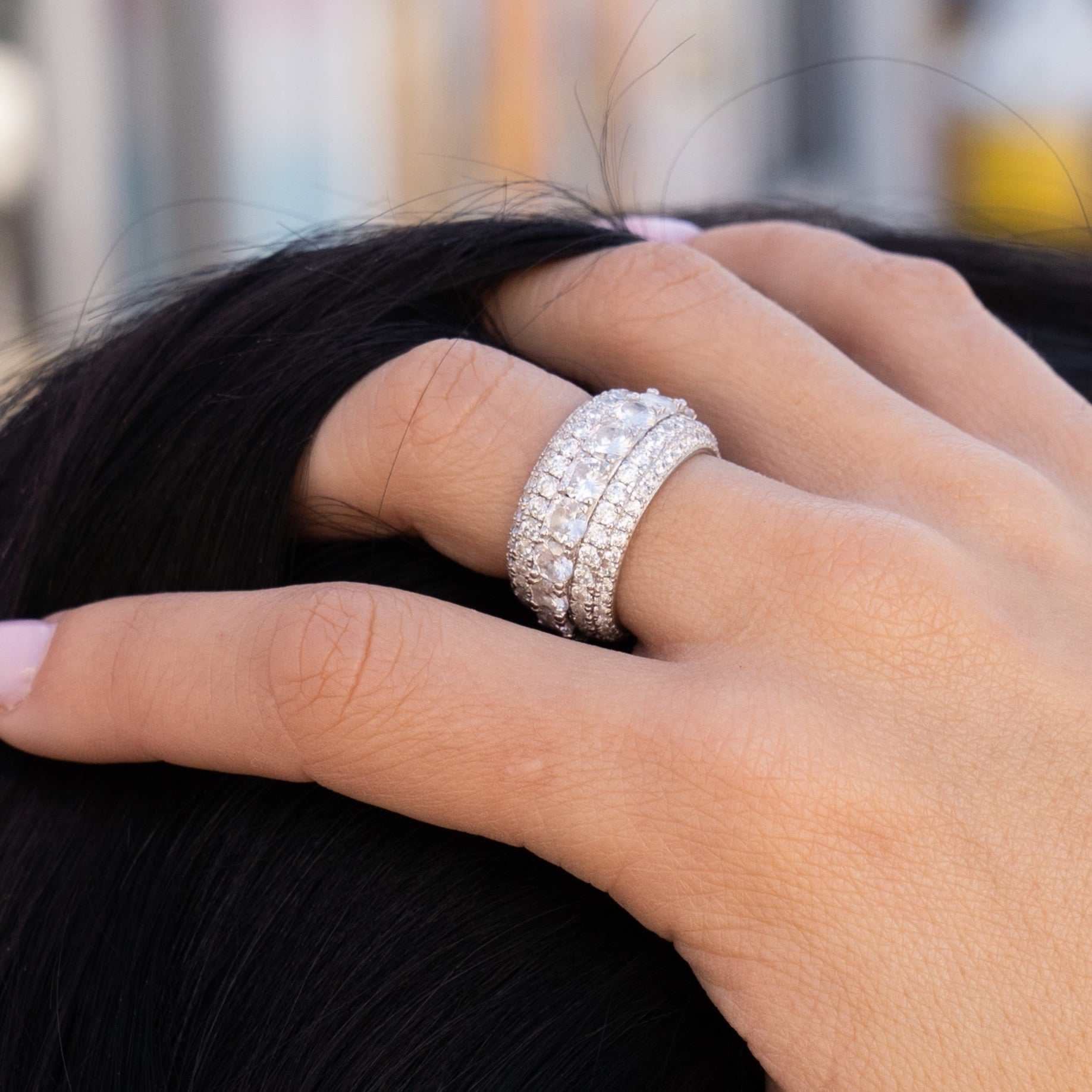 Bague 8Shine — 5 Layer Diamond Band en Or Blanc Vermeil