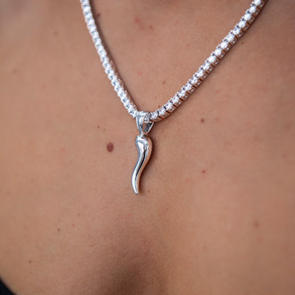 Pendentif 8Shine — Corne Italienne en Or Blanc