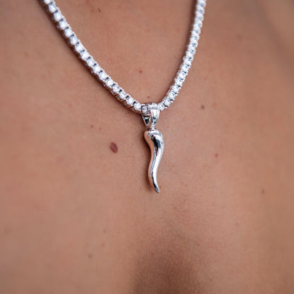 Pendentif 8Shine — Corne Italienne en Or Blanc