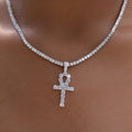 Pendentif 8Shine — Croix Ankh Iced en Argent