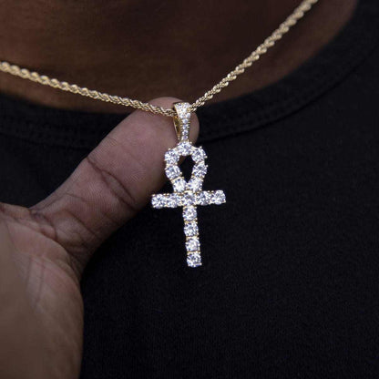 Pendentif Croix Ankh Givrée en Or Jaune 8Shine
