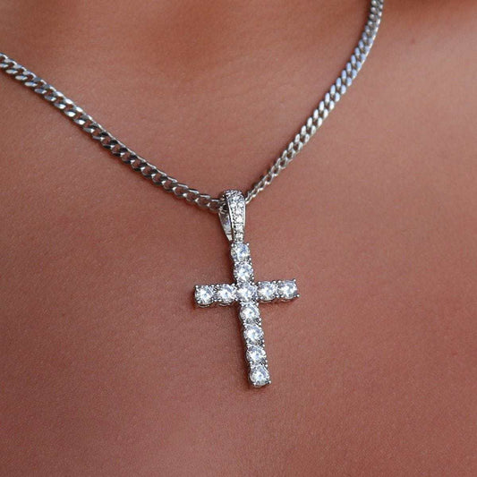 Pendentif 8Shine — Croix à Diamants en Or Blanc