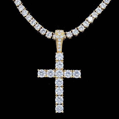 Pendentif 8Shine — Croix à Diamants en Or Jaune