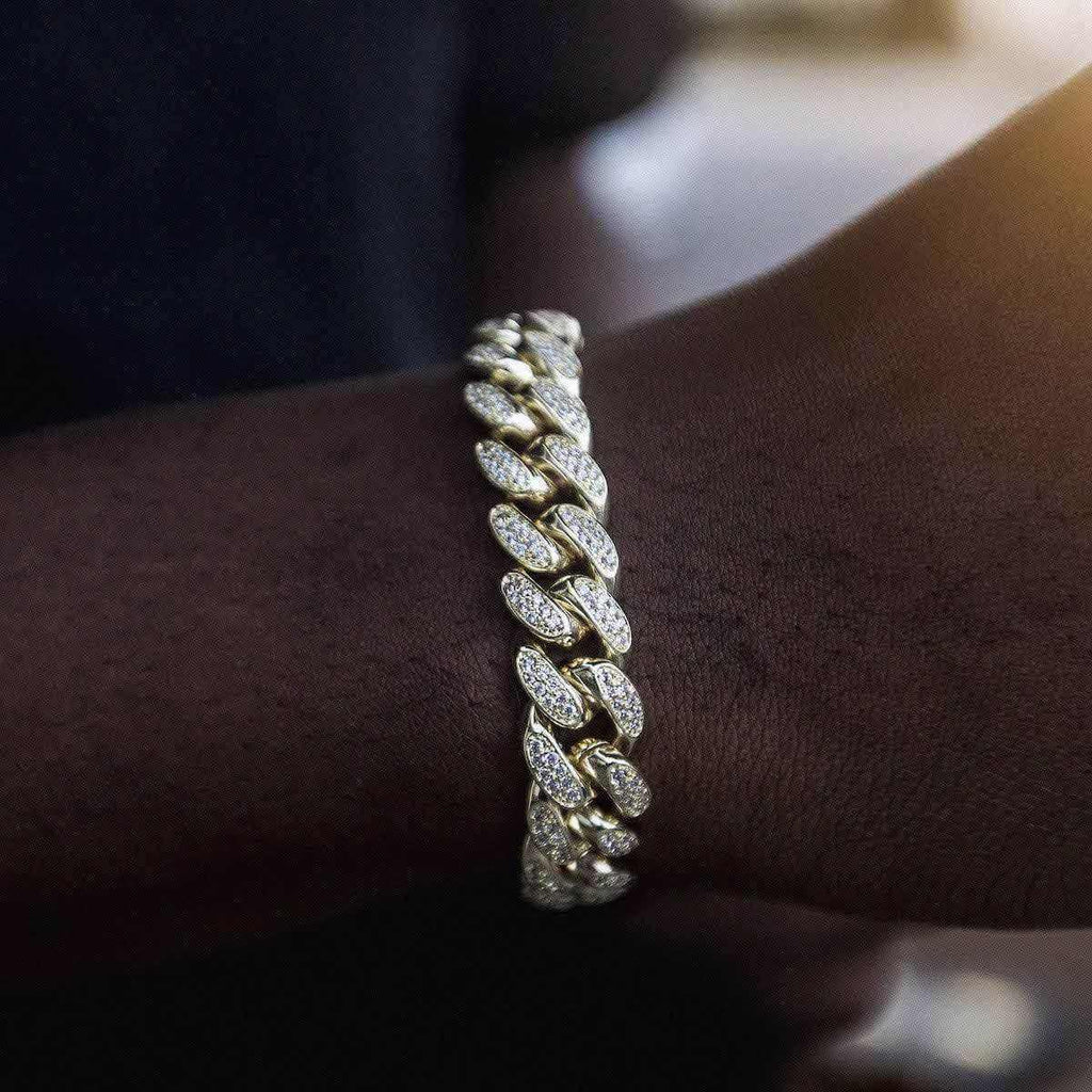 Bracelet Diamond Cuban Link 8Shine Or Jaune - 12mm