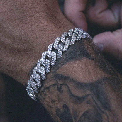 Bracelet Diamond Prong Link 8Shine Or Blanc - 12mm