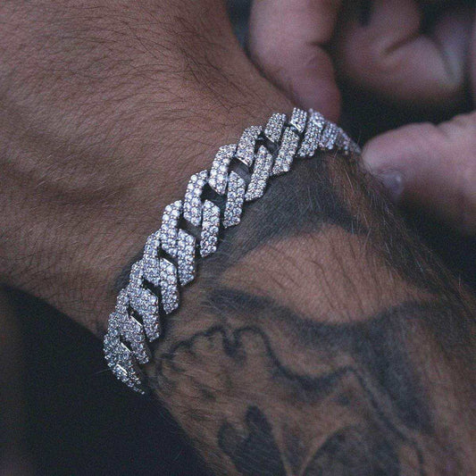 Bracelet Diamond Prong Link 8Shine Or Blanc - 12mm
