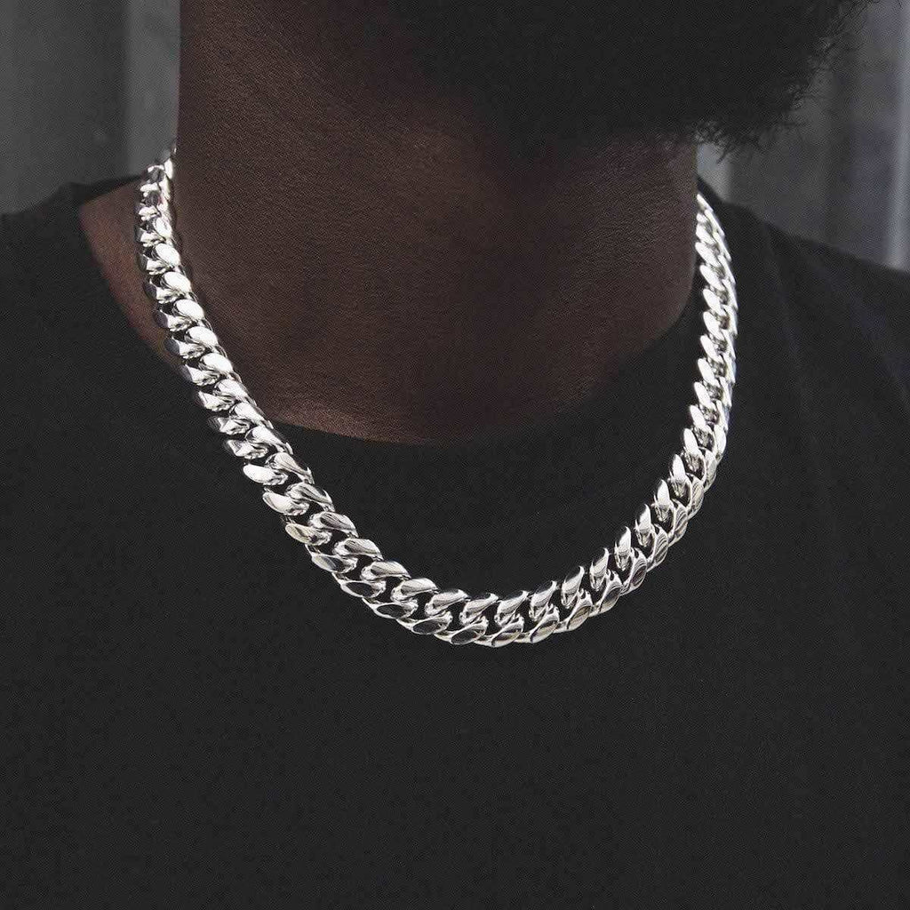 Chaîne 8Shine Cuban Signature en Or blanc – 12 mm