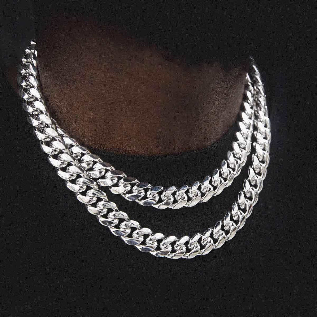 Chaîne 8Shine Cuban Signature en Or blanc – 12 mm