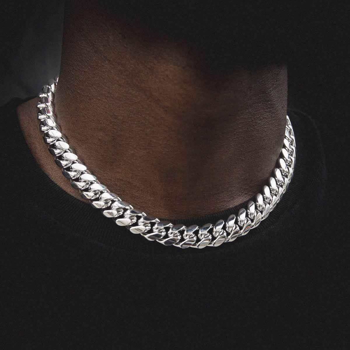 Chaîne 8Shine Cuban Signature en Or blanc – 12 mm