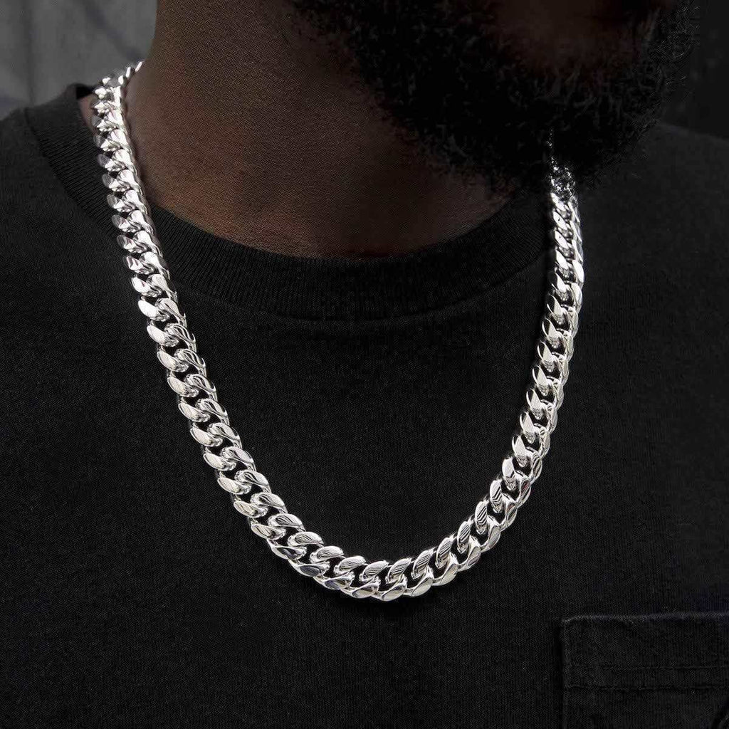 Chaîne 8Shine Cuban Signature en Or blanc – 12 mm