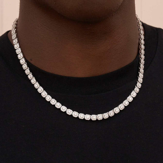 Micro Chaine Tennis Clustered 8Shine en Or Blanc