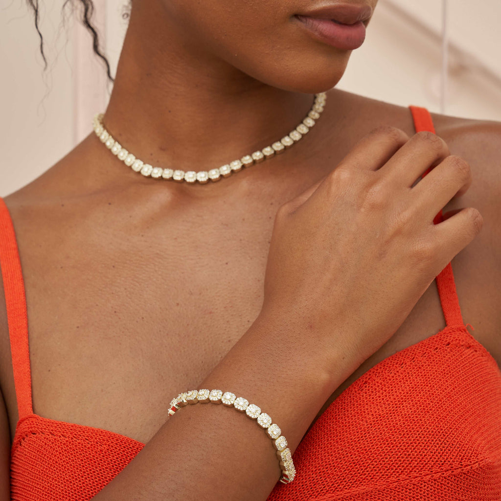 Bracelet 8Shine — Micro Clustered Tennis en Or Jaune