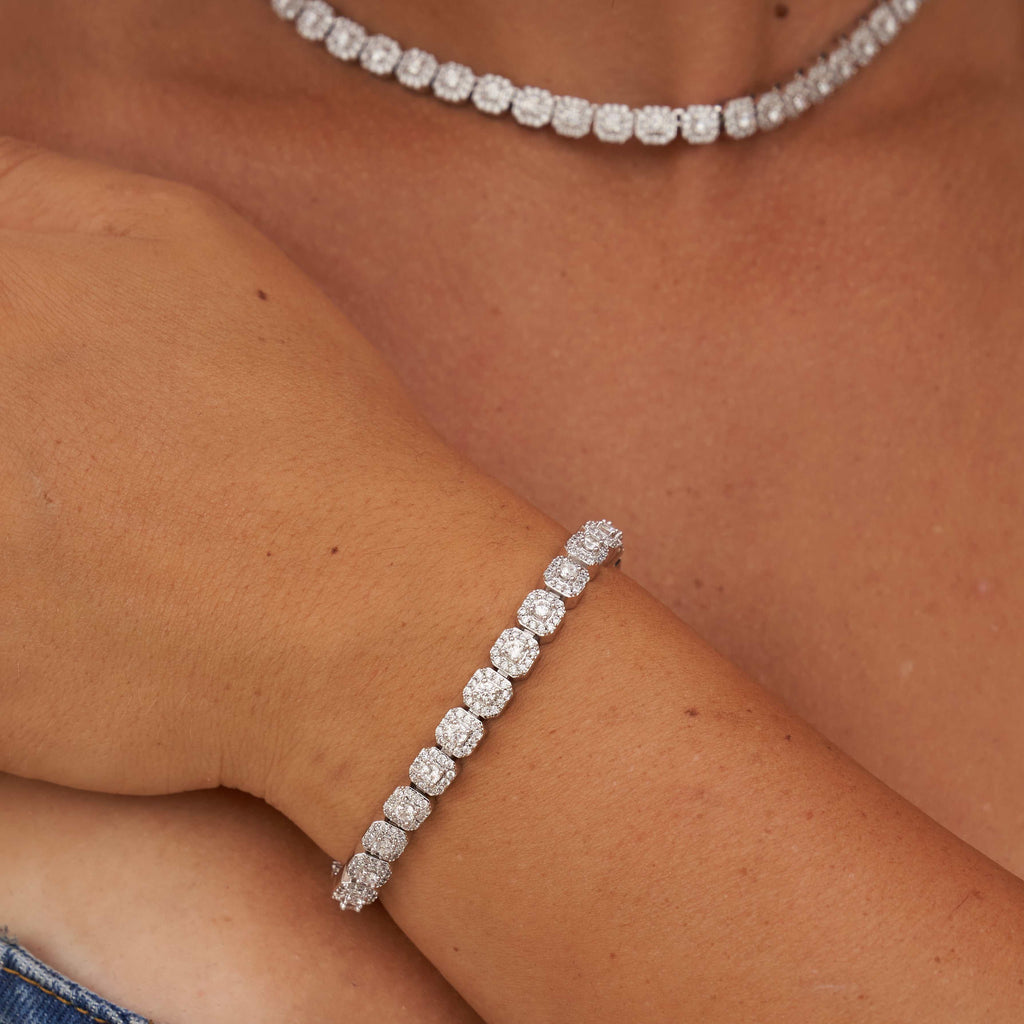 Bracelet 8Shine — Micro Clustered Tennis en Or Blanc