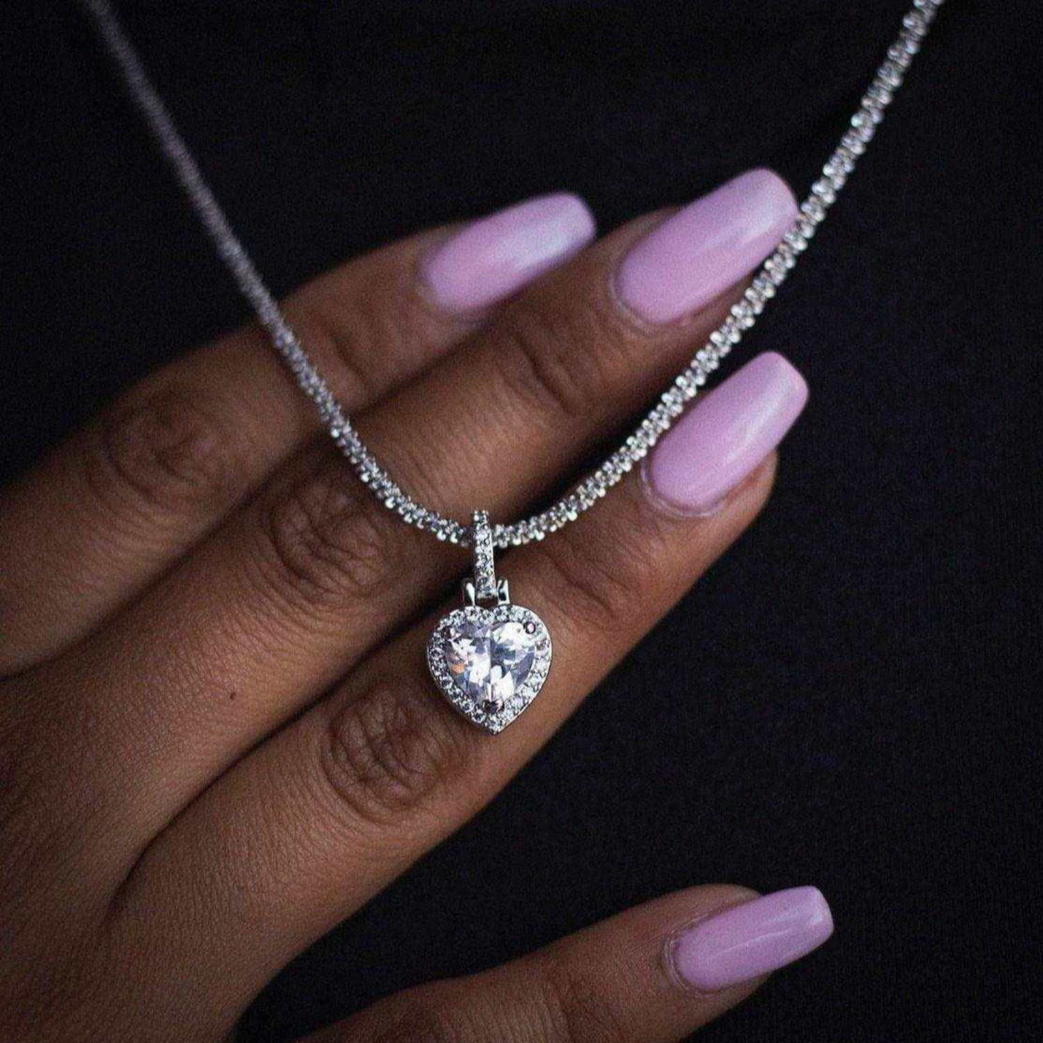 Pendentif 8Shine — Cœur Micro Iced à Diamants en Argent
