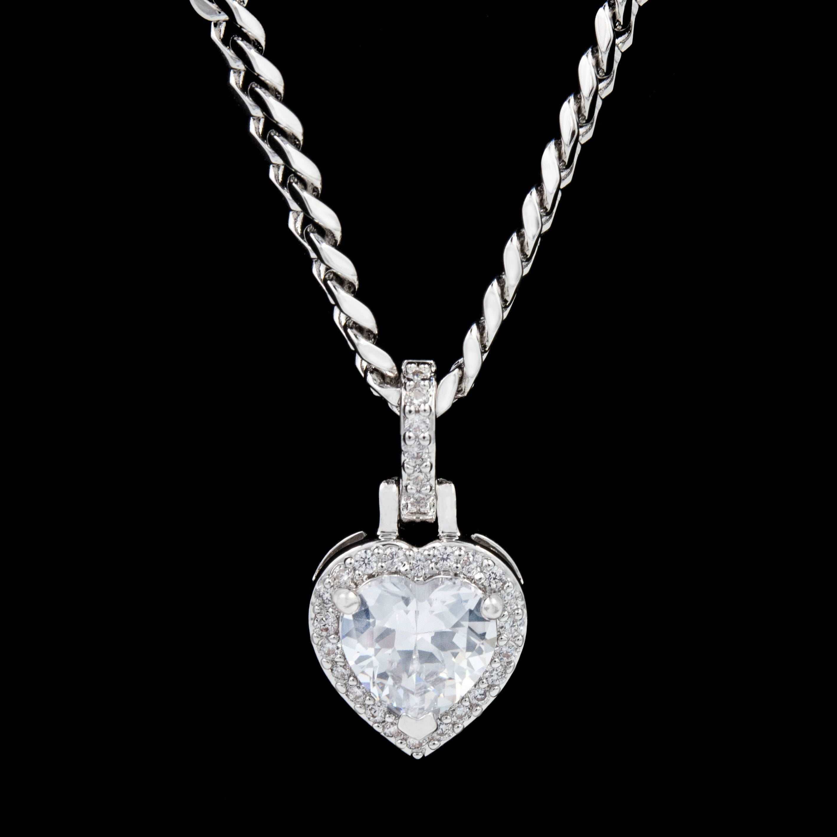 Pendentif 8Shine — Cœur Micro Iced à Diamants en Argent